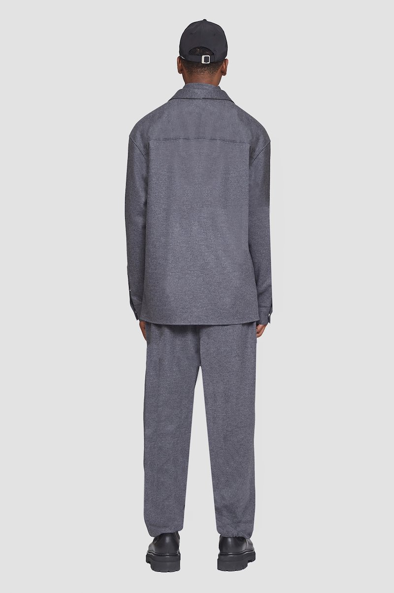 Flannel Shirt-grey #1 Flannel Shirt, melangé-effect flannel shirt from 3.1 PHILLIP LIM featuring dark grey, wool blend, straight-point collar, front button fastening, chest patch pocket, long sleeves and buttoned cuffs.- 3