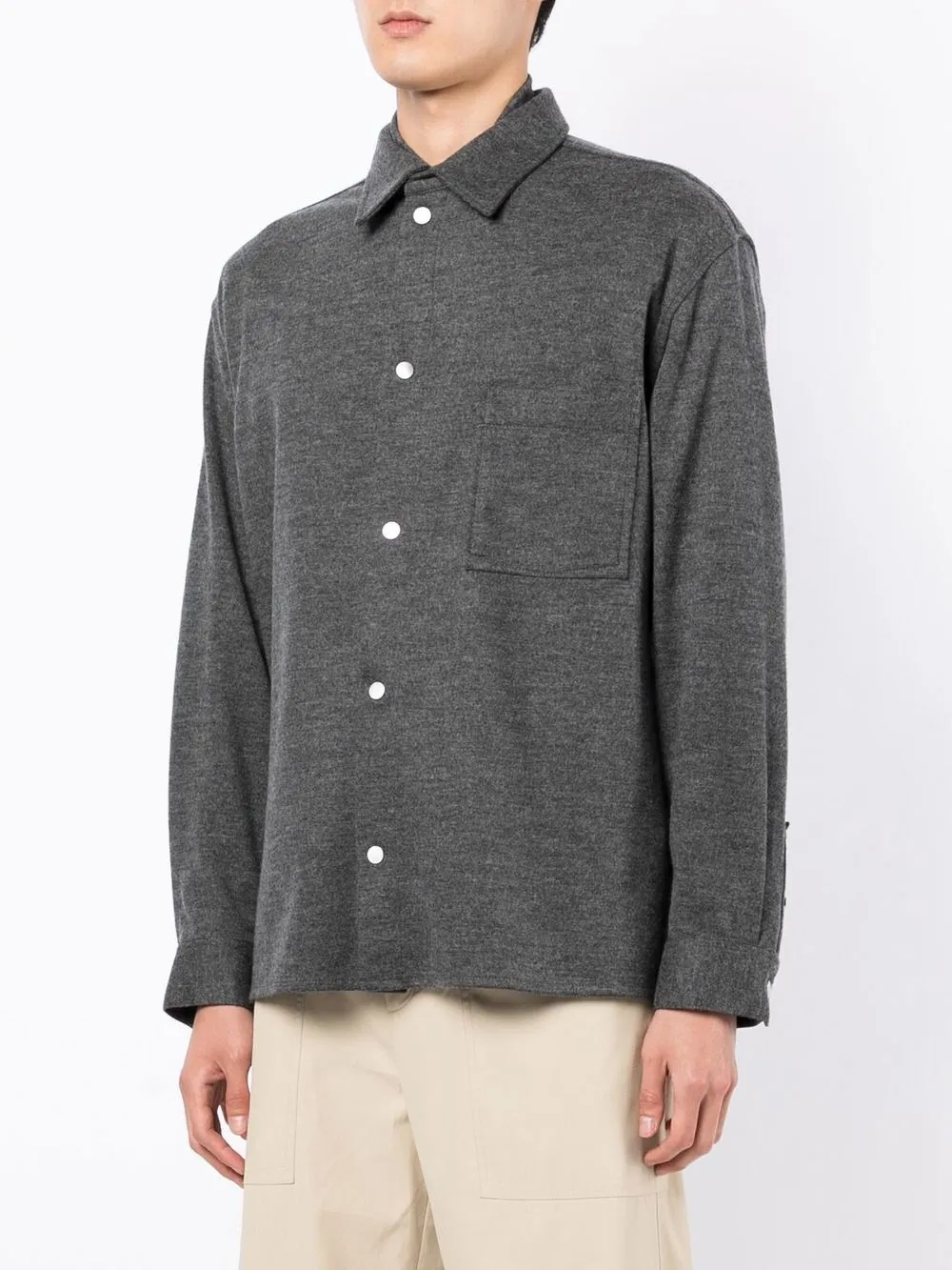 3.1 Phillip Lim Melangé-effect Flannel Shirt In Grey