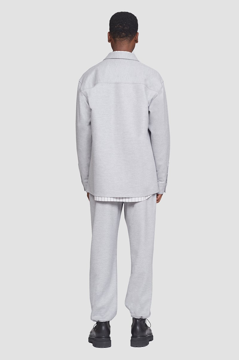 Flannel Shirt-grey #1 Flannel Shirt, point-collar flannel shirt from 3.1 PHILLIP LIM featuring light grey, wool blend, mélange effect, straight-point collar, chest patch pocket, front button fastening, long sleeves and buttoned cuffs.- 3
