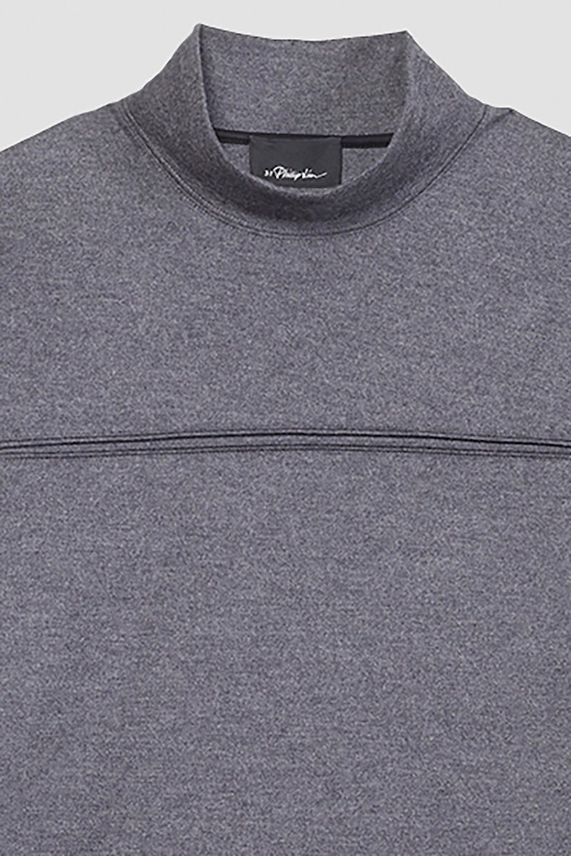 Mock Neck Top-grey #1 Mock Neck Top, mock-neck wool-blend jumper from 3.1 PHILLIP LIM featuring dark grey, wool blend, mélange effect, mock neck and long sleeves.- 7
