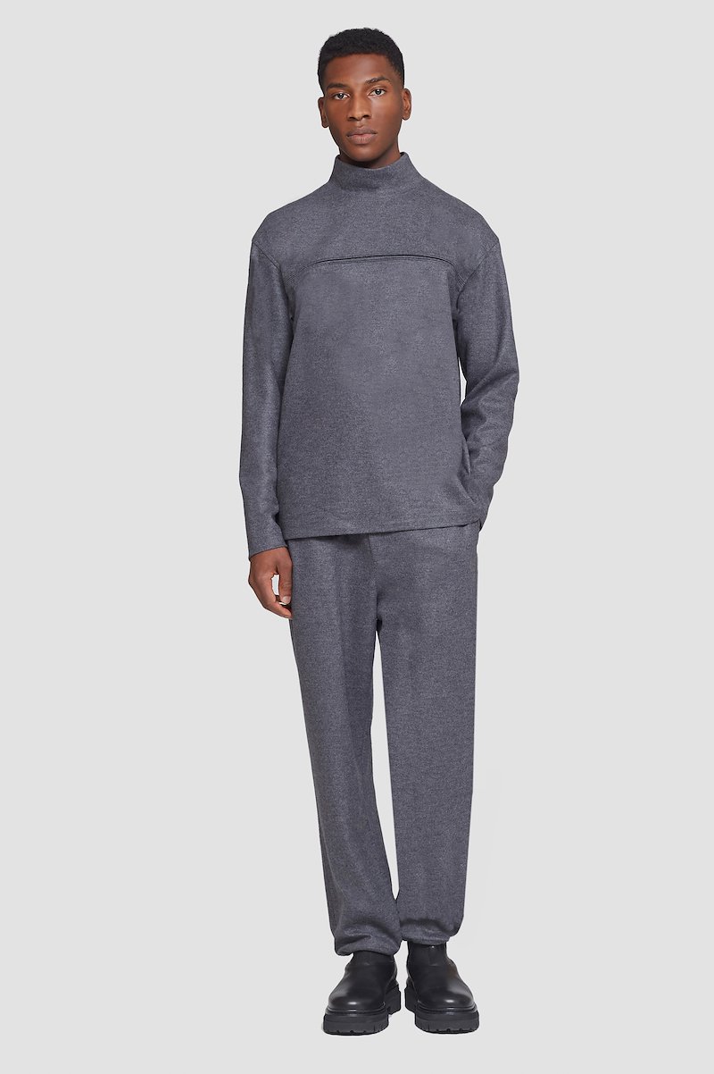 Mock Neck Top-grey #0 Mock Neck Top, mock-neck wool-blend jumper from 3.1 PHILLIP LIM featuring dark grey, wool blend, mélange effect, mock neck and long sleeves.- 0