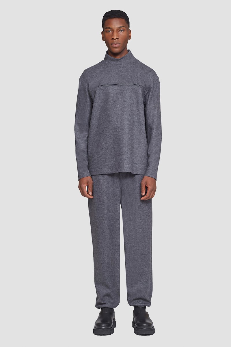 Mock Neck Top-grey #1 Mock Neck Top, mock-neck wool-blend jumper from 3.1 PHILLIP LIM featuring dark grey, wool blend, mélange effect, mock neck and long sleeves.- 1