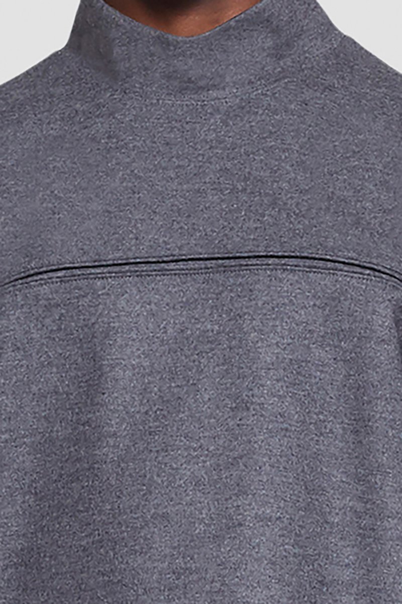 Mock Neck Top-grey #0 Mock Neck Top, mock-neck wool-blend jumper from 3.1 PHILLIP LIM featuring dark grey, wool blend, mélange effect, mock neck and long sleeves.- 4