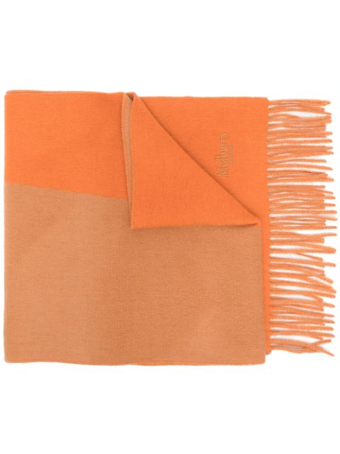 Mulberry - bi-colour fringed wool scarf