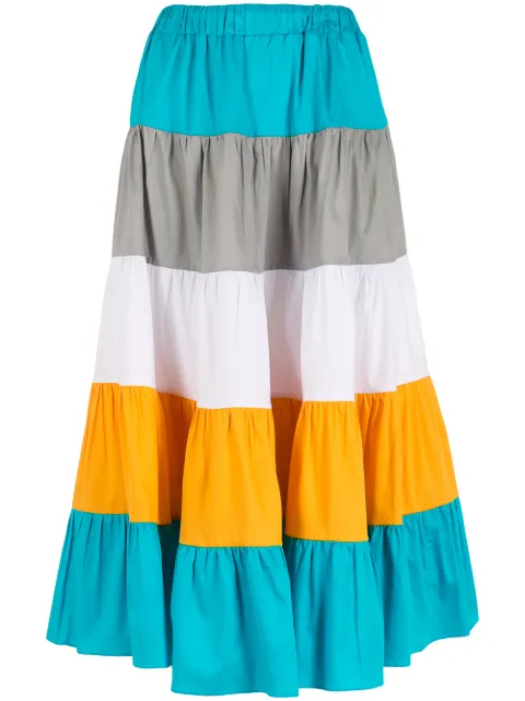 Olympiah stripe-pattern flared skirt