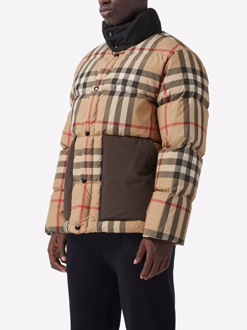 Burberry check puffer jacket neutrals 