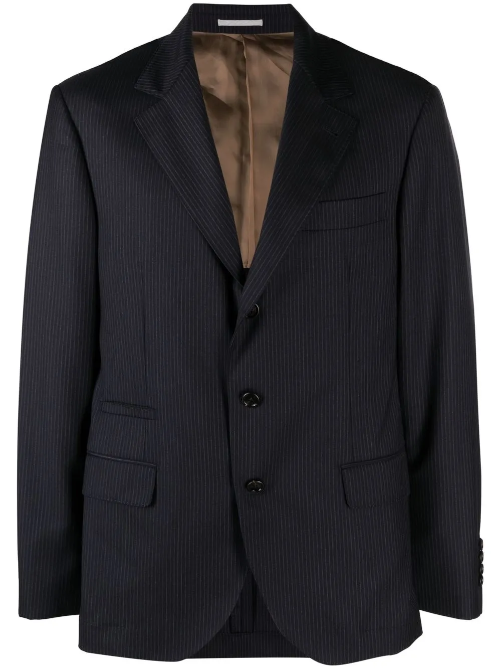 Brunello Cucinelli Chalk-Stripe virgin-wool blazer - Blue