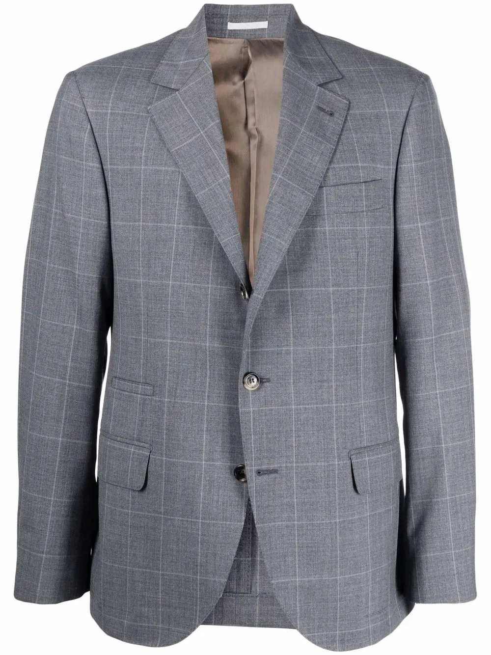 

Brunello Cucinelli blazer a cuadros con botones - Gris