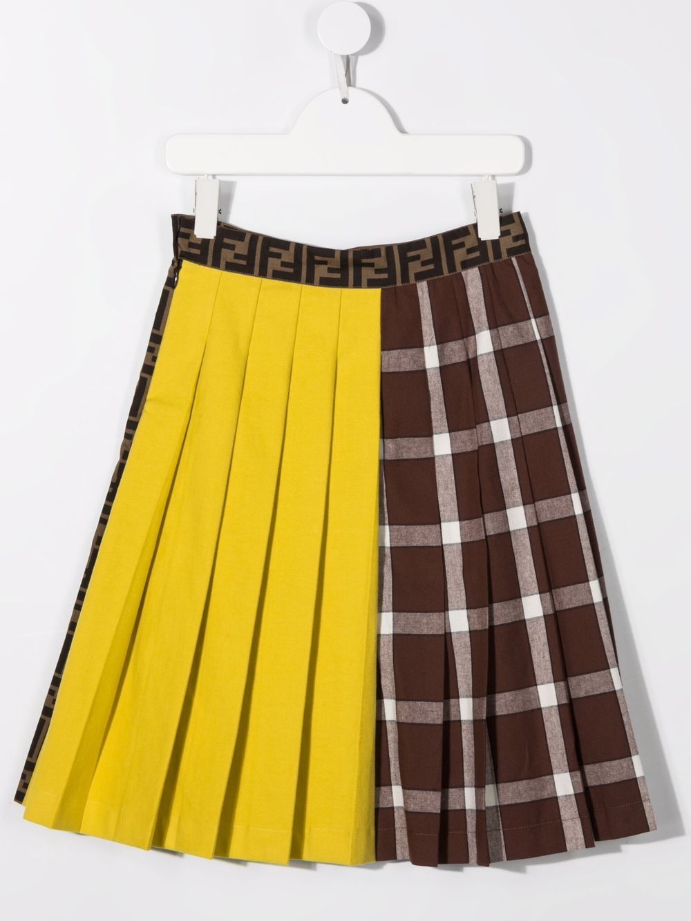 Shop Fendi Panelled Pleated Skirt In Brown