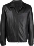 Emporio Armani zipped leather jacket - Black