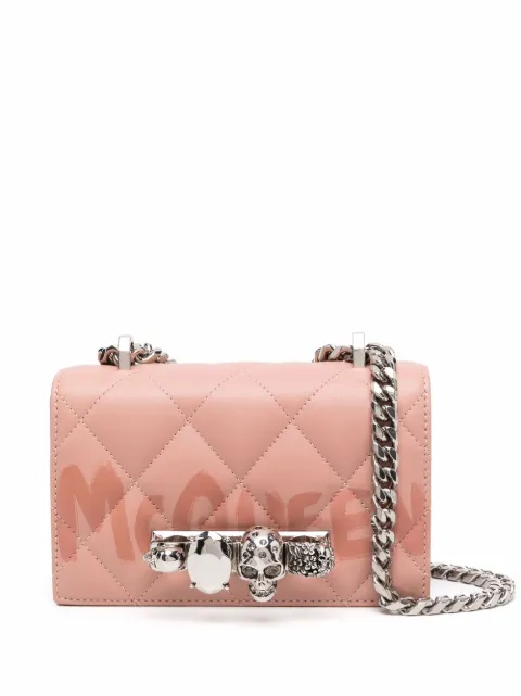 Alexander McQueen mini Jewelled Graffiti-logo print satchel