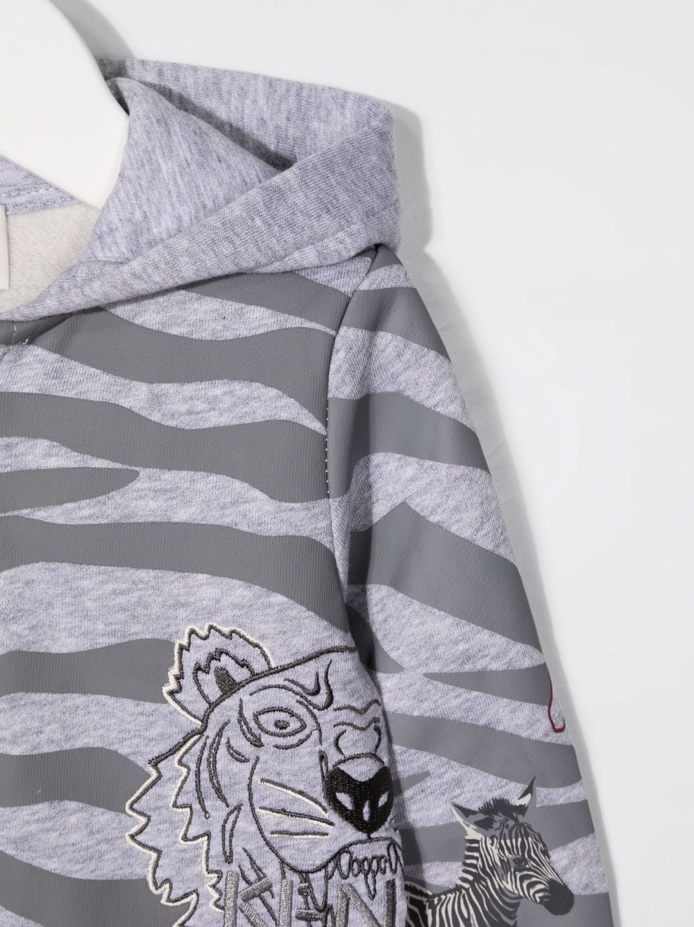 Shop Kenzo Zebra Stripe Motif Hoodie In Grey