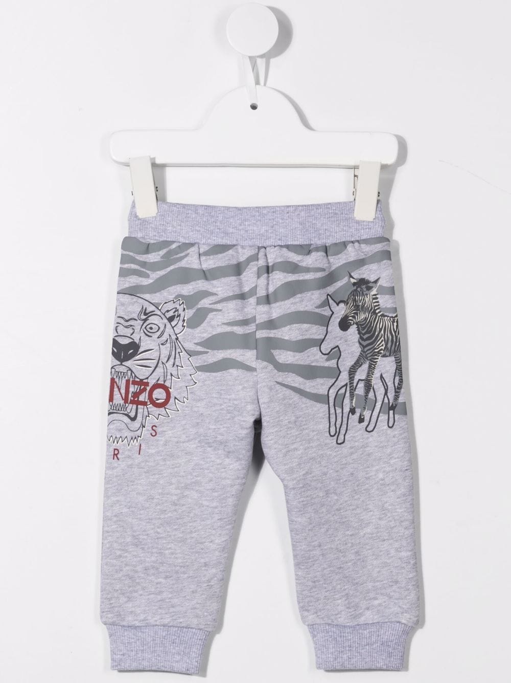 Shop Kenzo Tiger Stripe Animal-print Trackpants In Grey