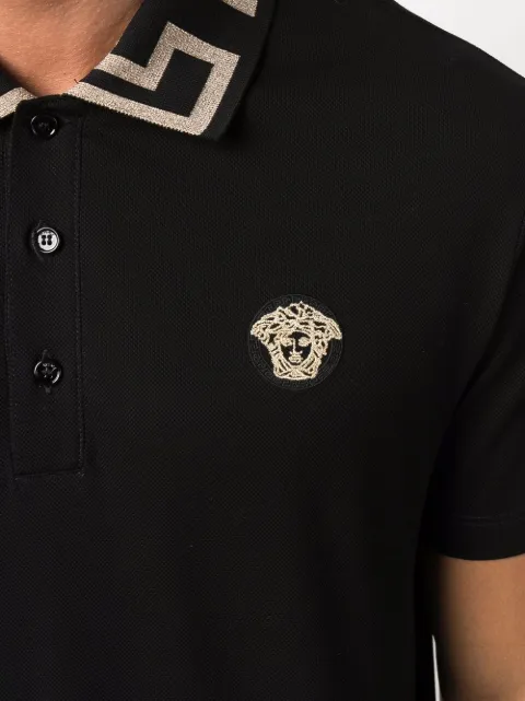 Shop Versace Greca-collar polo shirt with Express Delivery - FARFETCH