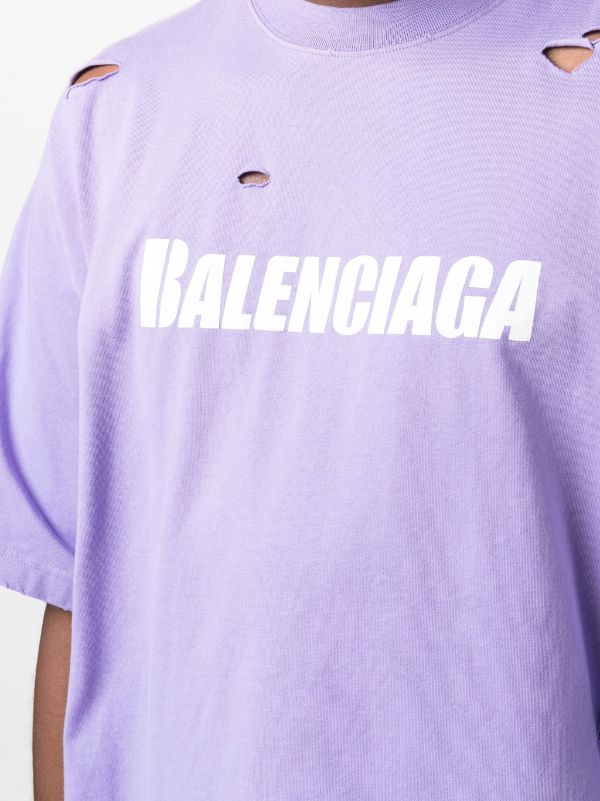 Balenciaga Ripped logo-print T-shirt - Farfetch
