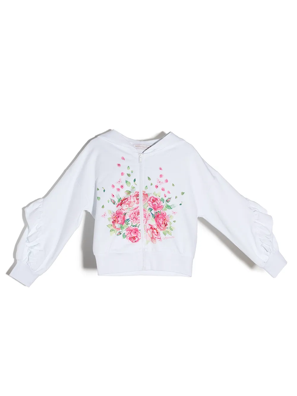  Monnalisa Kapuzenjacke Mit Rosen Print   Weiß 