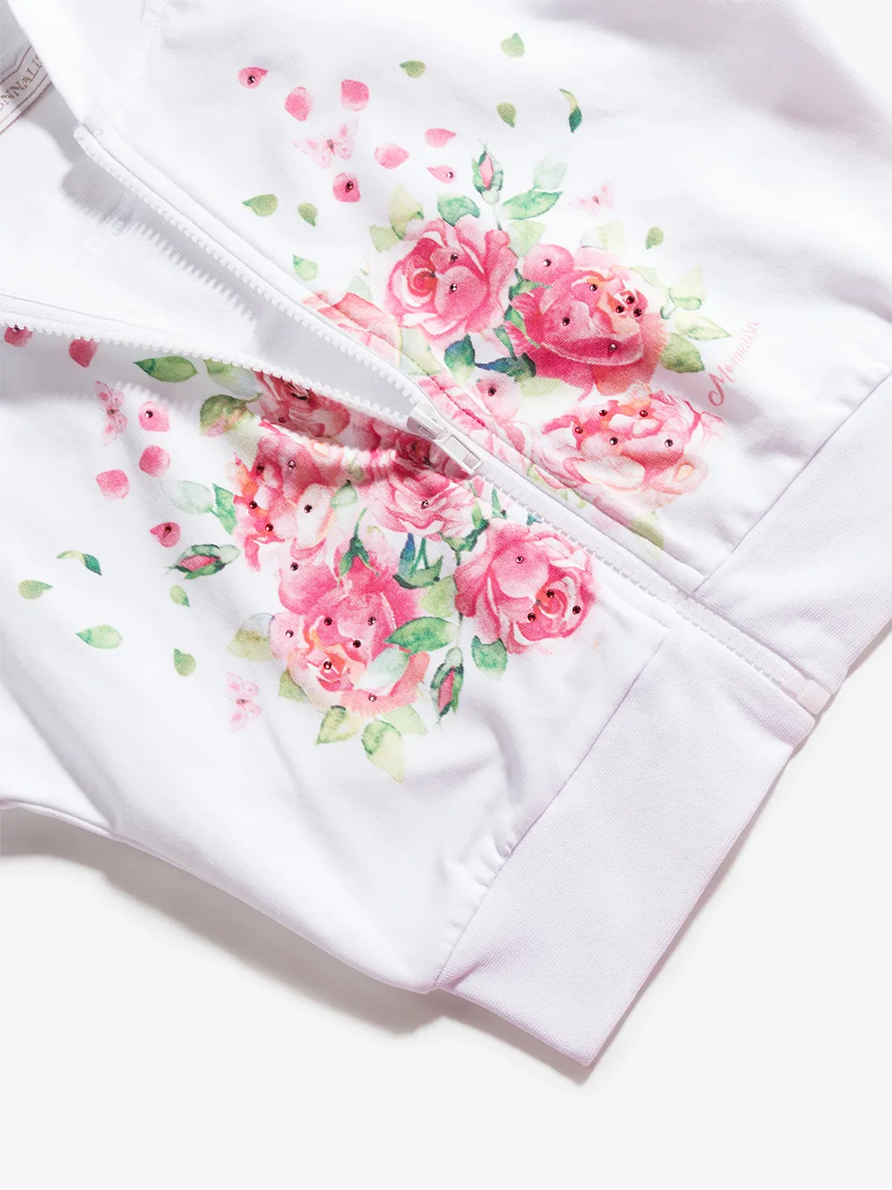  Monnalisa Kapuzenjacke Mit Rosen Print   Weiß 
