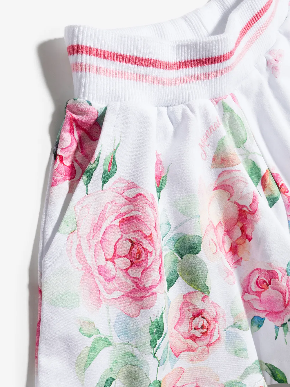  Monnalisa Ausgestelltes Minikleid Mit Rosen Print   Grün 