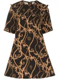 GANNI baroque print denim mini dress - Black
