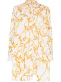 GANNI baroque-print mini dress - Neutrals