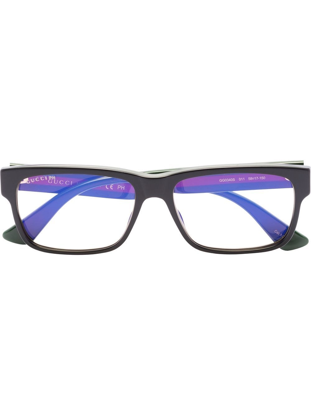 Gucci Black Rectangle Blue Light Optical Glasses