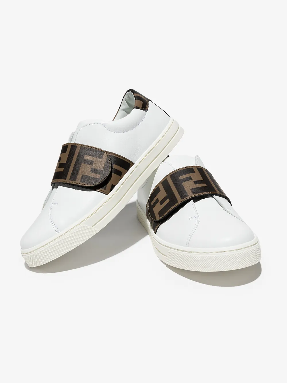 Shop Fendi Logo-strap Low-top Sneakers In White