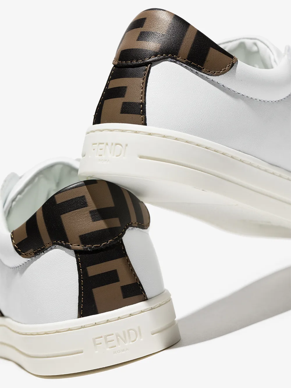 Shop Fendi Logo-strap Low-top Sneakers In White