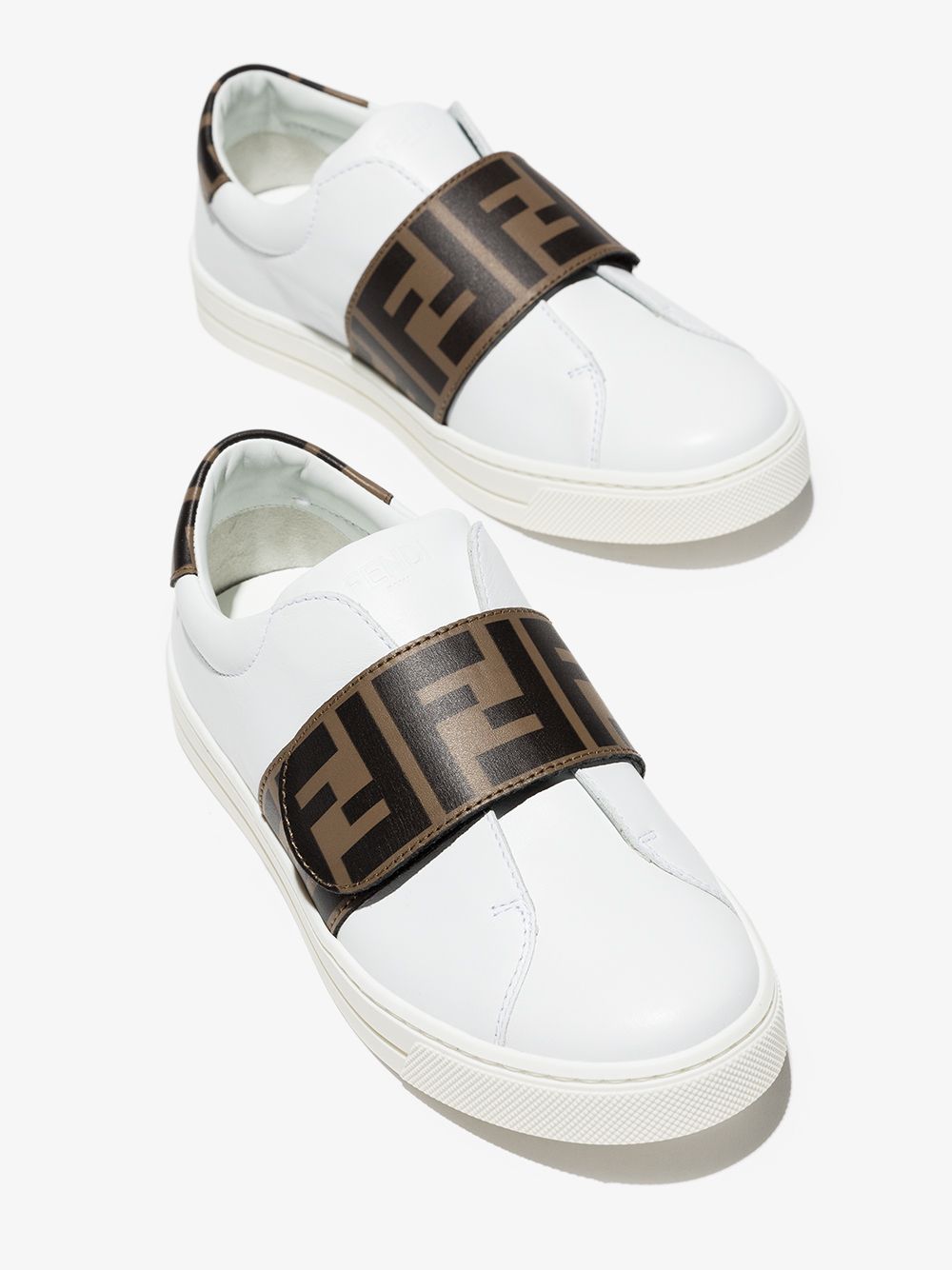 Fendi Kids Sneakers met logoband - Wit