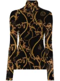 GANNI baroque print mesh top - Black
