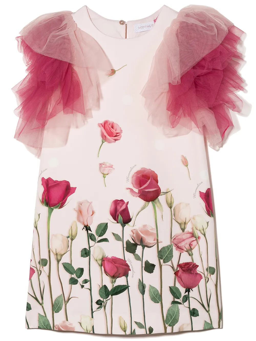 

Monnalisa vestido con volantes y estampado floral - Rosado