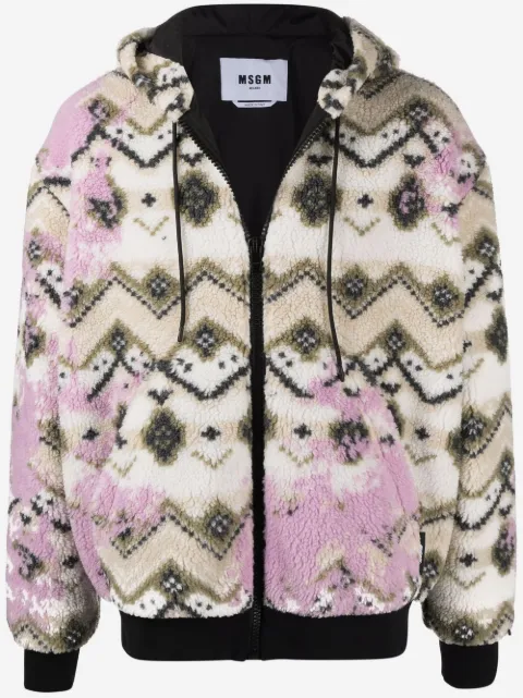 MSGM geometric print hooded jacket