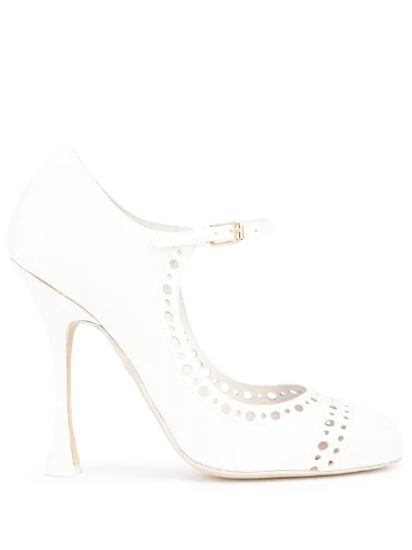 Giambattista Valli Perforated Leather Pumps in White