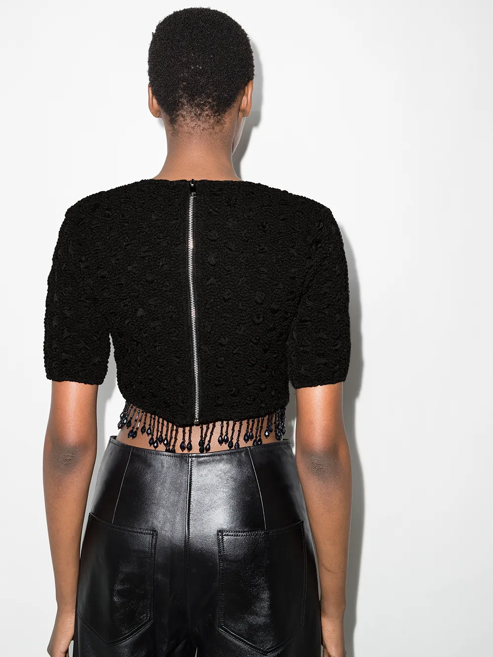 Beaded Tassels Crochet Crop Top