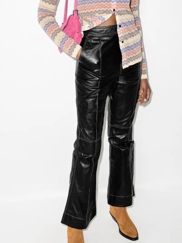 GANNI high-rise Bootcut Trousers - Farfetch