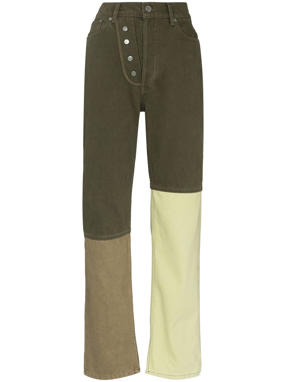 

GANNI colour block straight leg jeans - Green