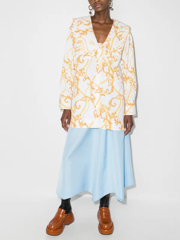 GANNI Baroque Print Oversized Collar 