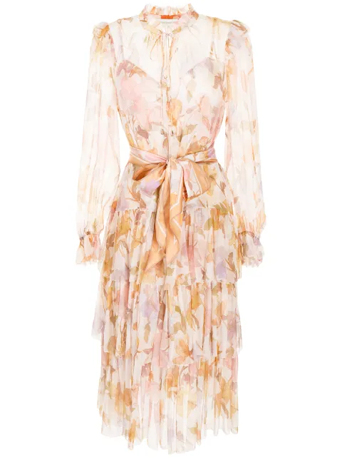 ZIMMERMANN Vestido midi Tempo com amarração