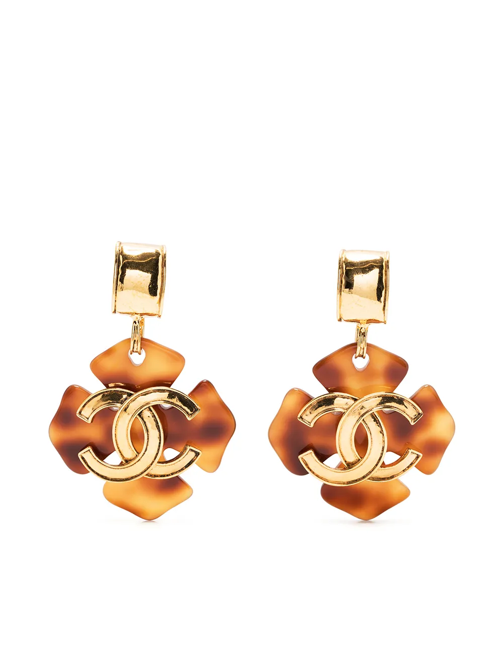 Chanel 1994 Vintage Clover Hoop Clip On Earrings For Sale at 1stDibs