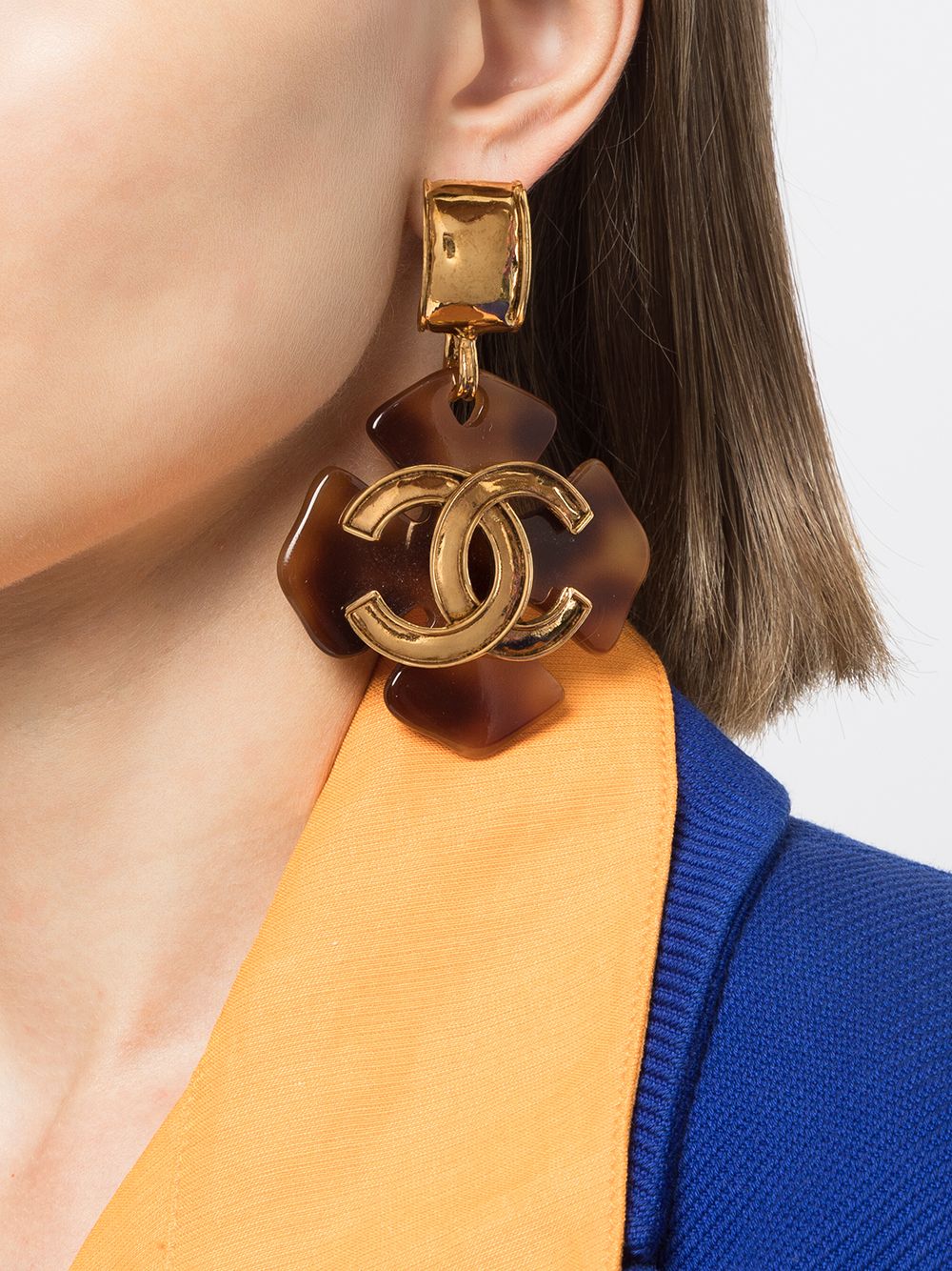 CHANEL Pre-Owned 1994 CC Clover clip-on Earrings - Farfetch