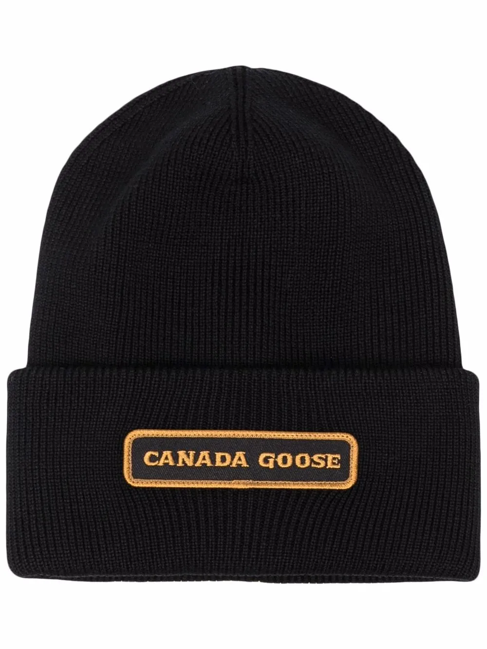 Image 1 of Canada Goose logo-patch ribbed-knit beanie