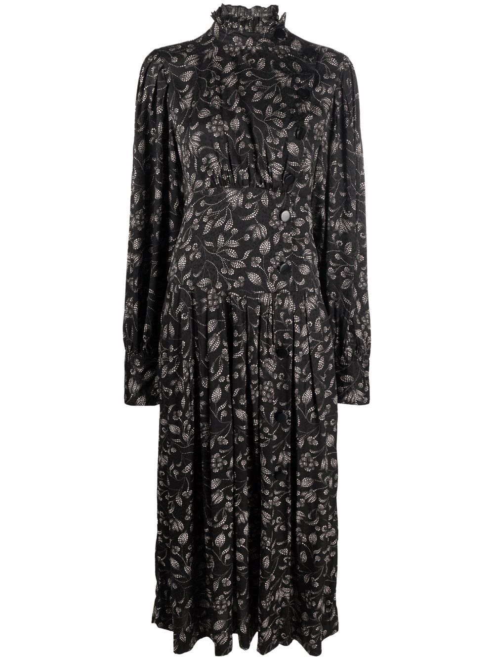 Isabel Marant Étoile Floral-print Midi Dress In Schwarz | ModeSens