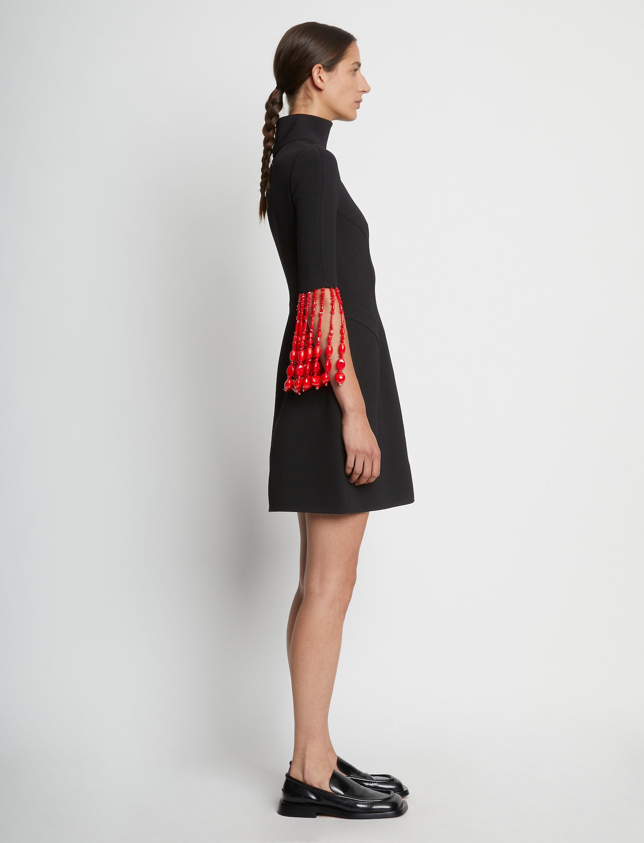 Bi-Stretch Crepe Dress with Beaded Sleeve #1