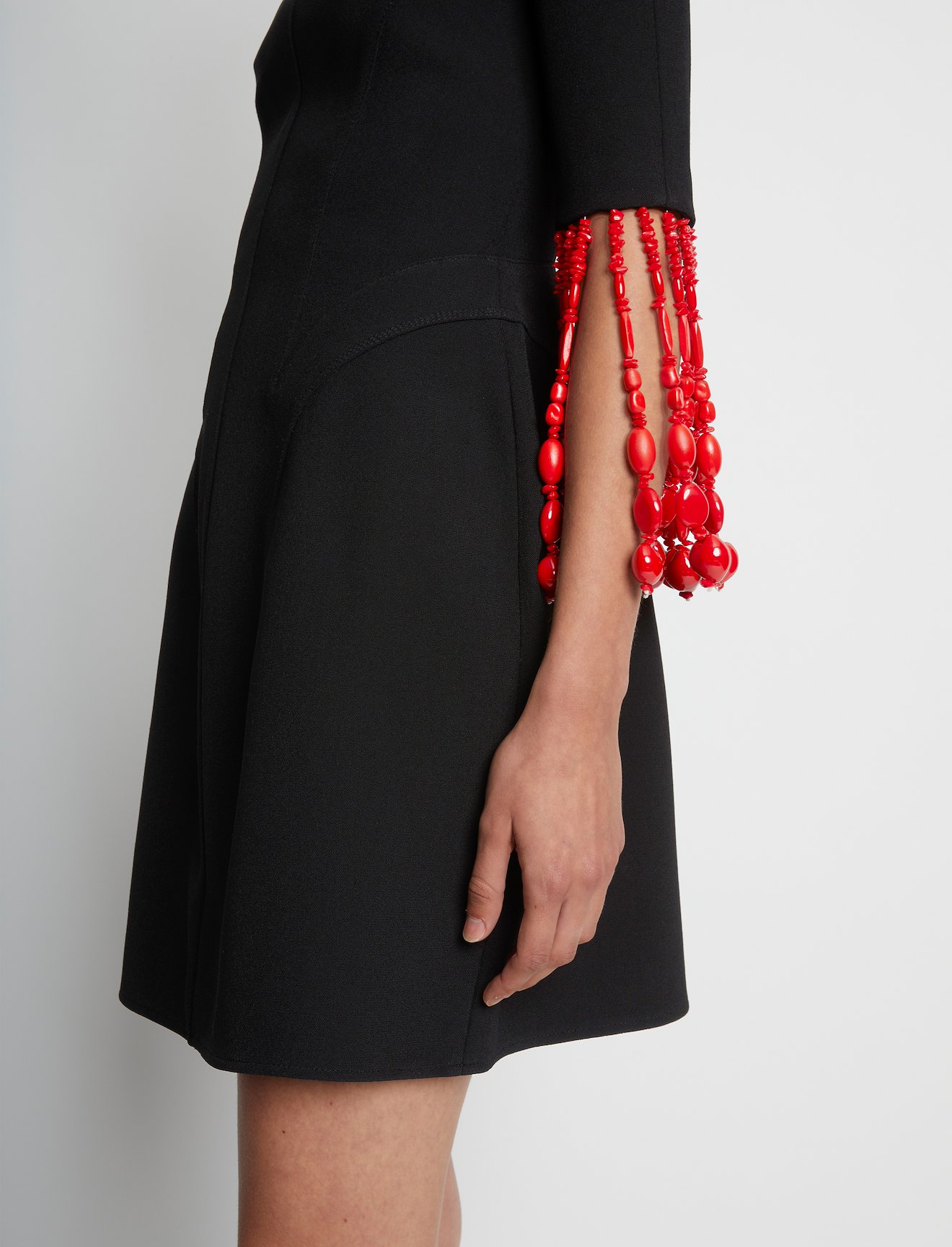 Bi-Stretch Crepe Dress with Beaded Sleeve #3