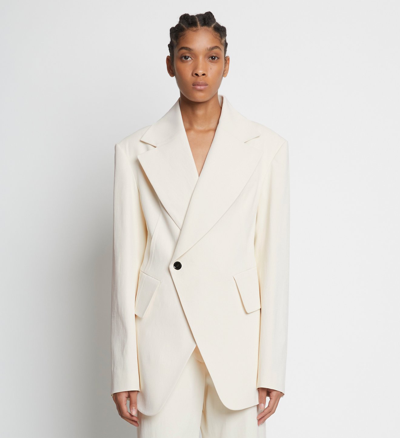 Technical Stretch Linen Blazer in white | Proenza Schouler