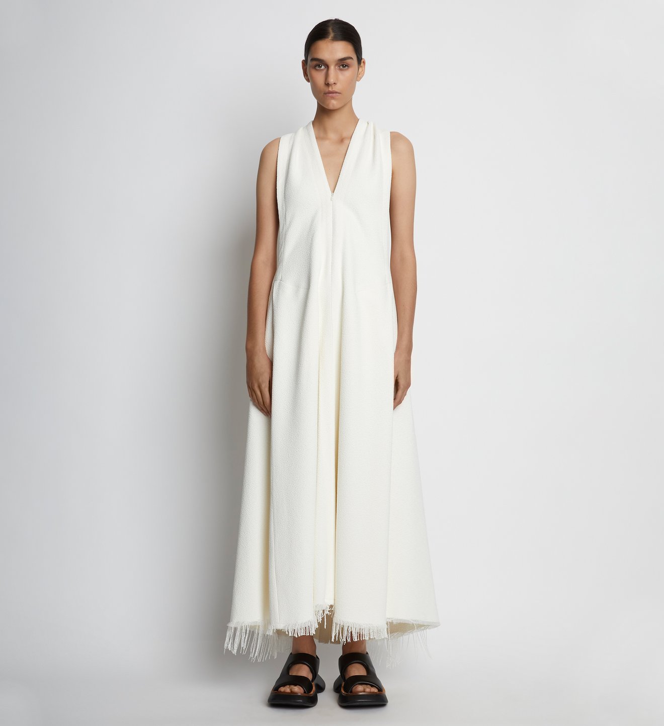 Boucle Crepe V-Neck Dress