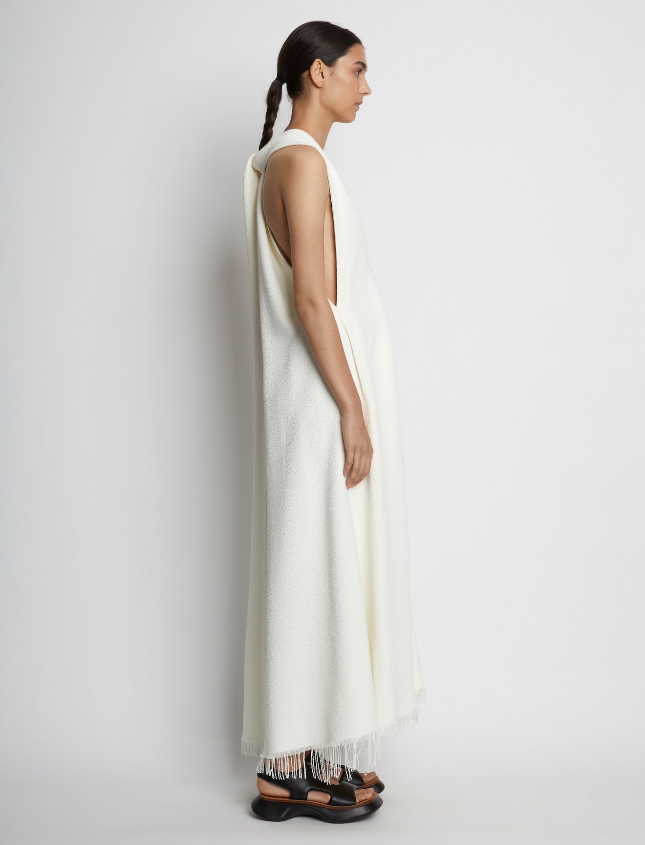 Boucle Crepe V-Neck Dress #1