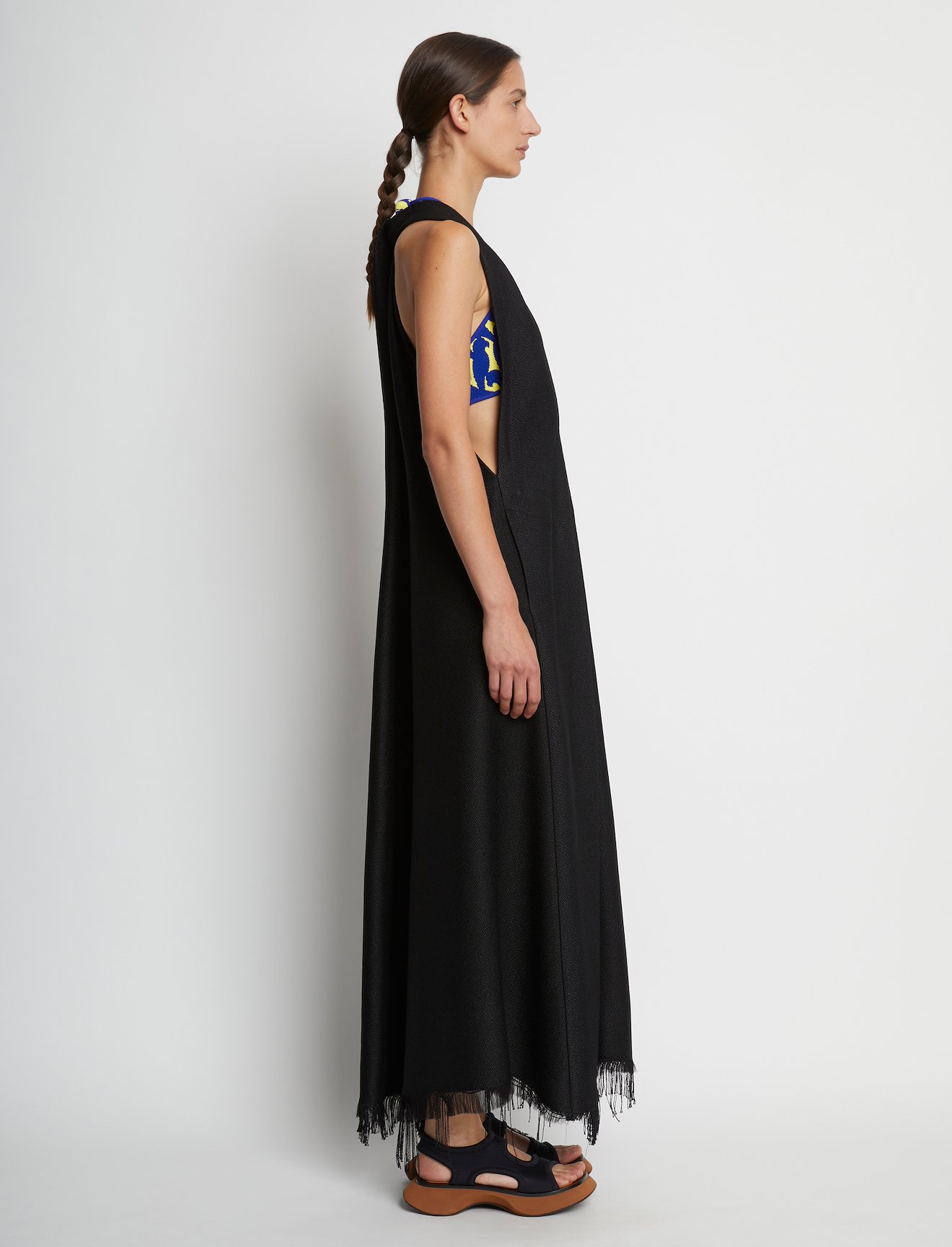 Boucle Crepe V-Neck Dress #1