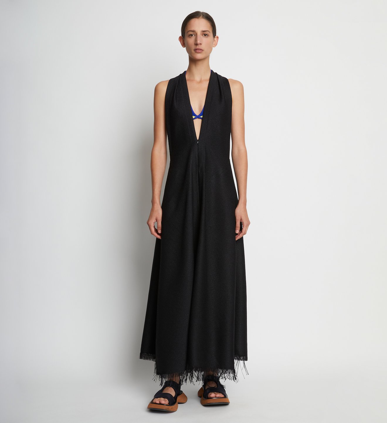 Boucle Crepe V-Neck Dress