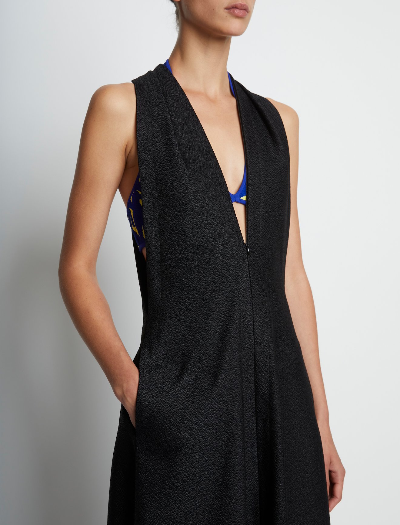 Boucle Crepe V-Neck Dress #3