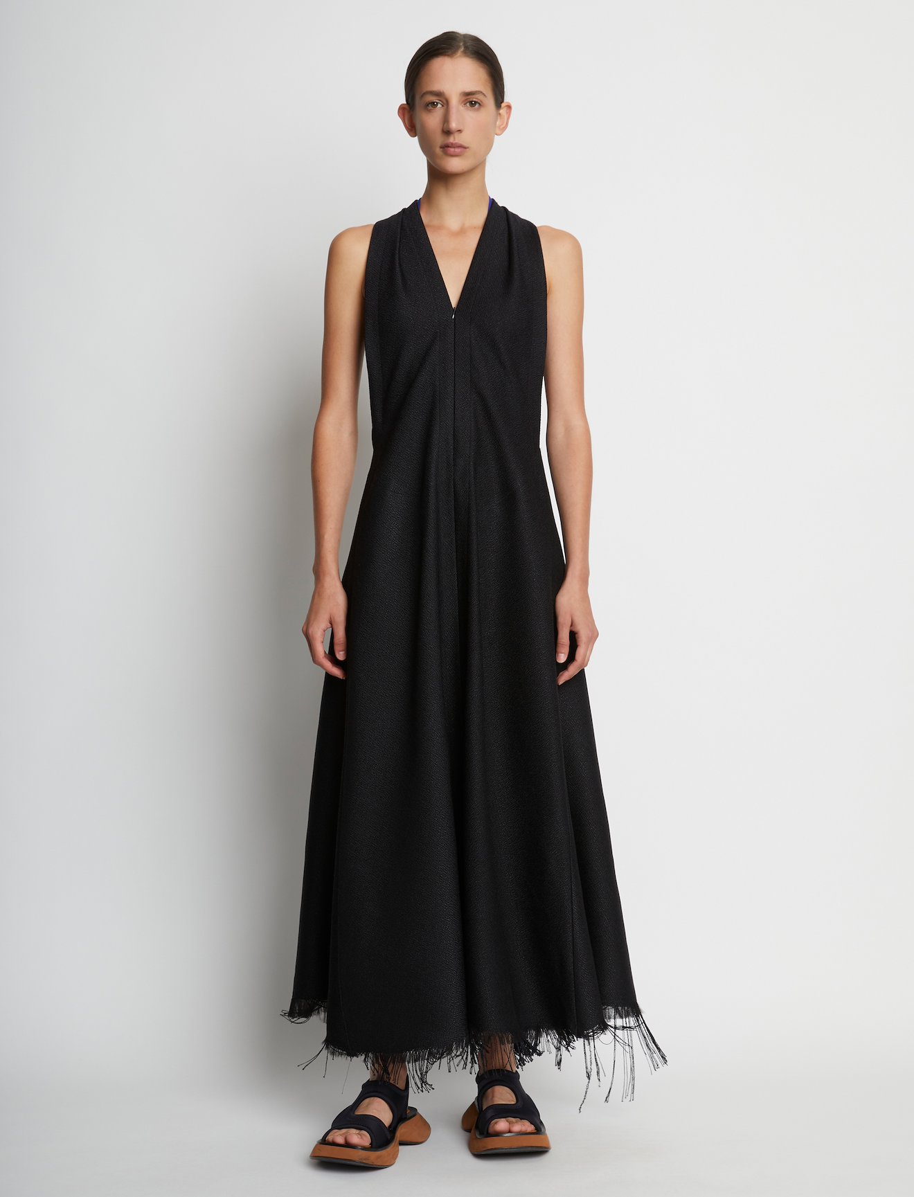 Boucle Crepe V-Neck Dress #5